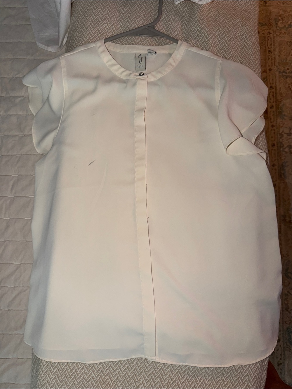 Joie Ivory Ruffle Sleeve Silk Top